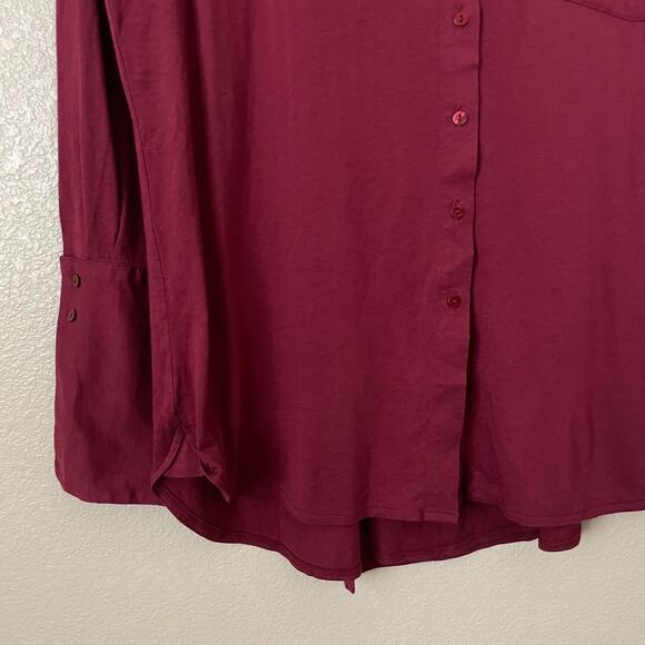Cuyana Top Womens Medium Red Pima Cotton Modal Knit Pajama Shirt Loungewear - Picture 5 of 13